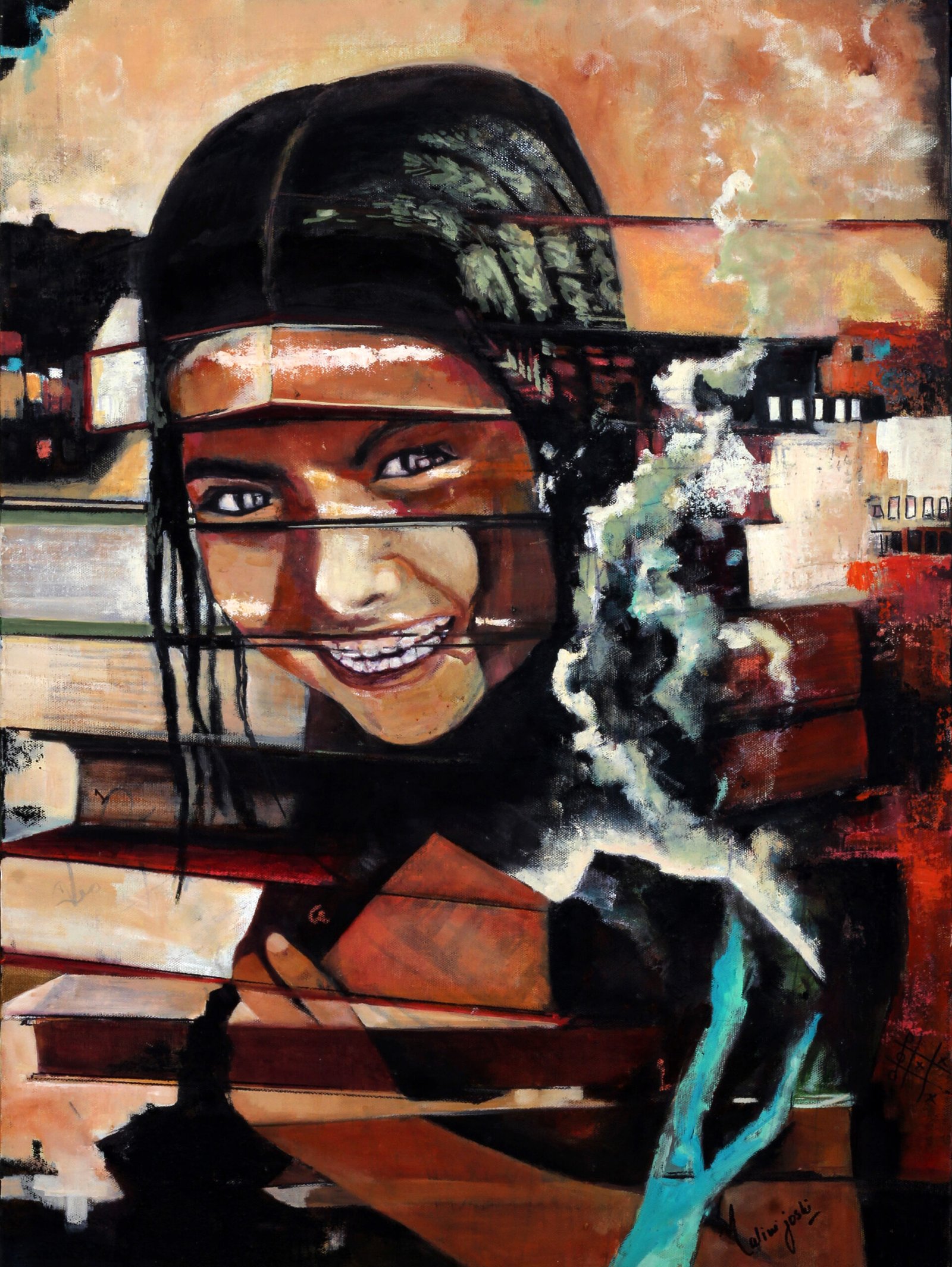 <em><strong>'Iqra'</strong></em> <br/><br/>22X30 inches<br/> Mixed Media and Oil on Canvas<br/>
